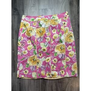 Vintage BOB MACKIE Colorful Pink Floral Skirt Size 14